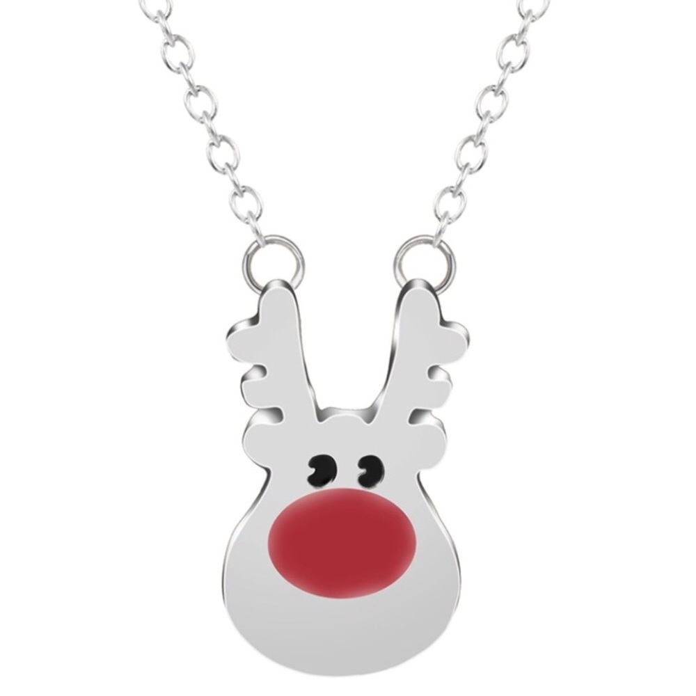 NWT Red Nose Reindeer Necklace